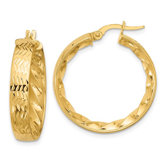 Leslie's 14k Polished and D/C Hoop Earrings