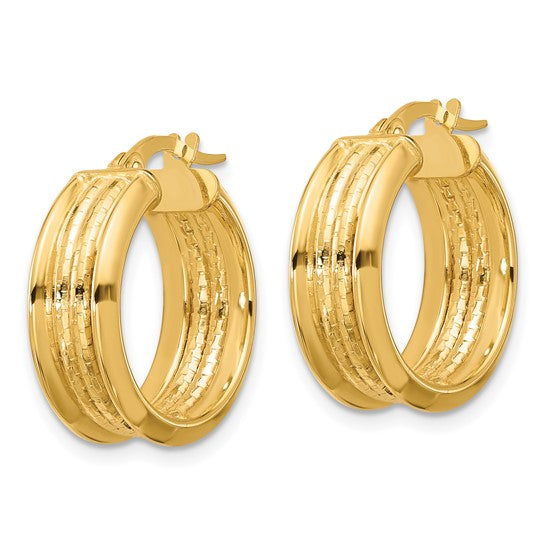 Leslie's 14k Polished and Textured Hoop Earrings