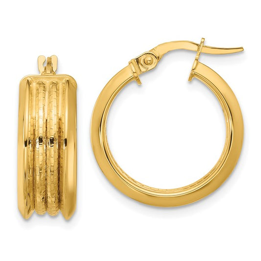 Leslie's 14k Polished and Textured Hoop Earrings