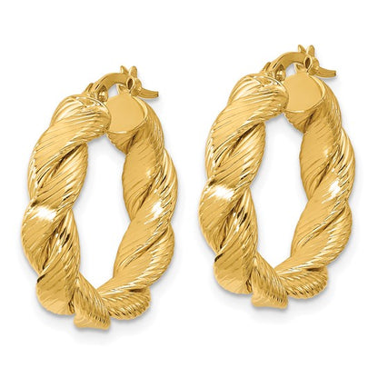 Leslie's 14k Polished and Textured Twist Hoop Earrings