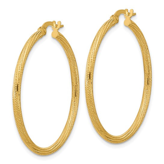 Leslie's 14k Polished and Textured Twisted Tube Hoop Earrings