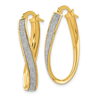 Leslie's 14K Polished Glimmer Infused Oval Twist Hoop Earrings