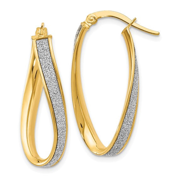 Leslie's 14K Polished Glimmer Infused Oval Twist Hoop Earrings