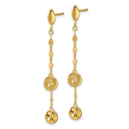 Leslie's 14K Polished and Diamond-cut Disc Dangle Post Earrings