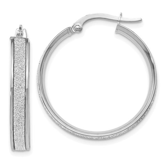 Leslie's 14K White Gold Polished Glimmer Infused Hoop Earrings