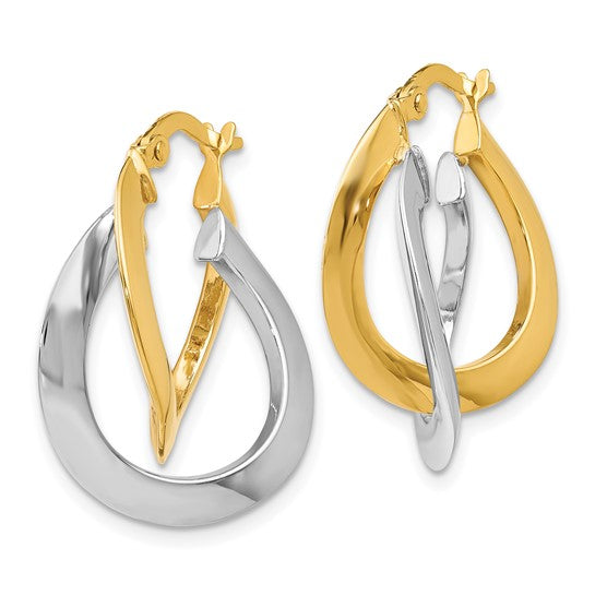 Leslie's 14K Two-tone Polished Twisted Double Hoop Earrings