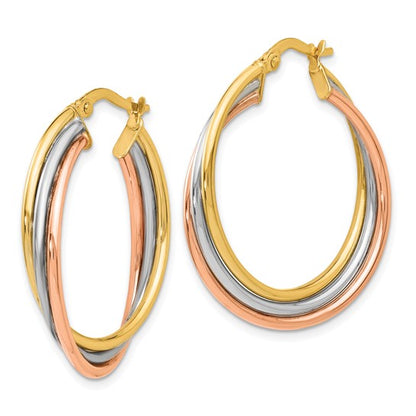 Leslie's 14K Tri-color Polished Twisted Hoop Earrings