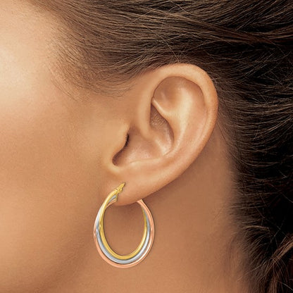 Leslie's 14K Tri-color Polished Twisted Hoop Earrings