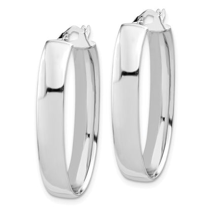 Leslie's 14K White Gold Polished Oval Hoop Earrings