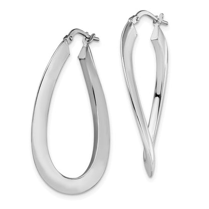 Leslie's 14K White Gold Polished Twisted Oval Hoop Earrings