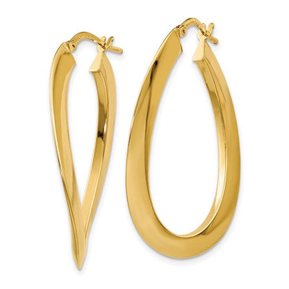 Leslie's 14K Polished Twisted Oval Hoop Earrings