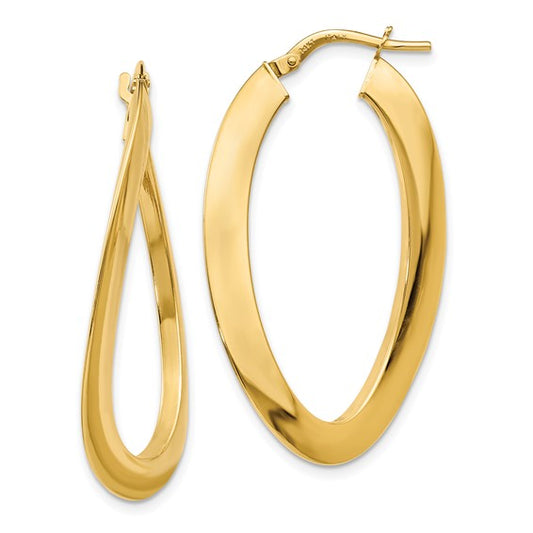 Leslie's 14K Polished Twisted Oval Hoop Earrings