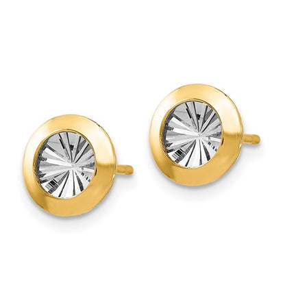Leslie's 14K Rhodium and Polished and D/C Post Earrings