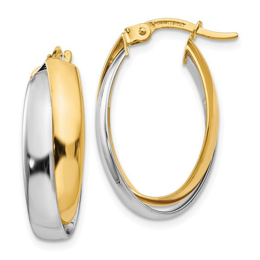 Leslie's 14K Two-tone Polished Double Oval Hoop Earrings