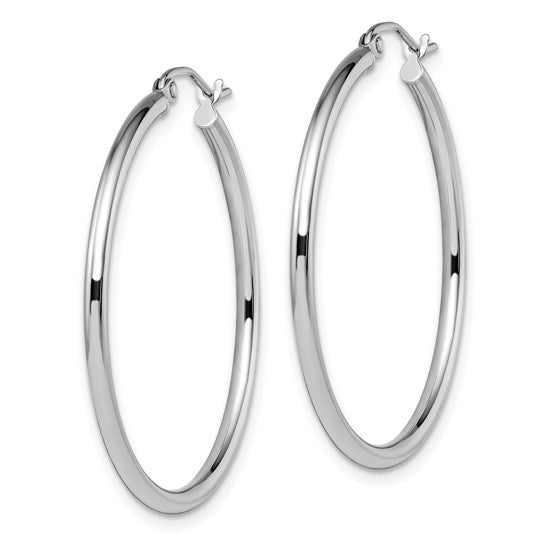 Leslie's 14K White Gold 2x35mm Hoop Earrings