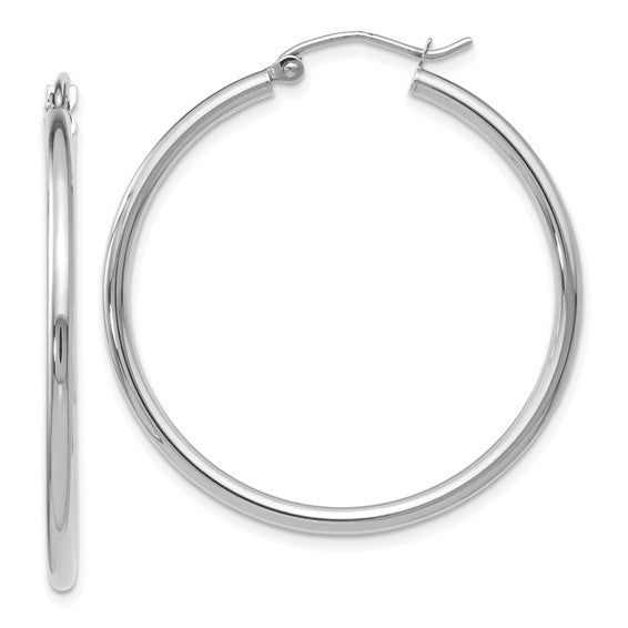 Leslie's 14K White Gold 2x35mm Hoop Earrings