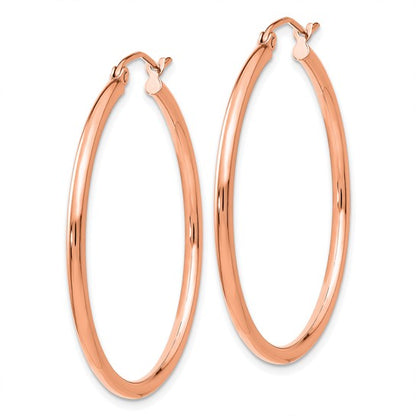 Leslie's 14k Rose Gold Polished 2x35mm Polished Hoop Earrings