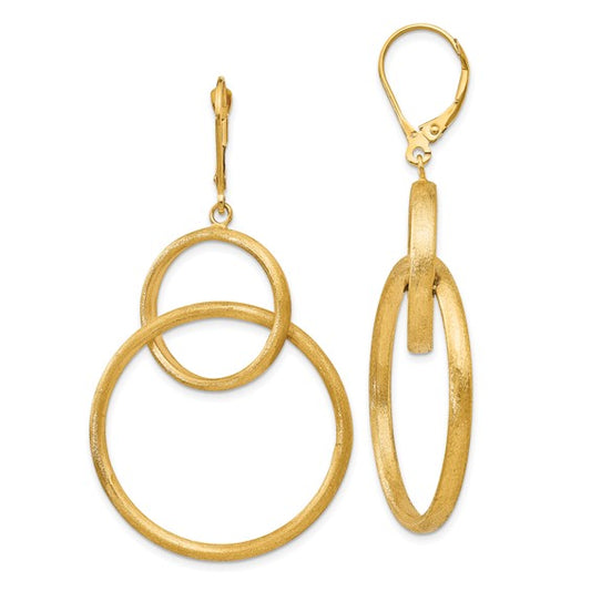 Leslie's 14K Scratch Finish Round Leverback Earrings