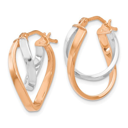 Leslie's 14K Rose and White Gold Polished Hinged Hoop Earrings