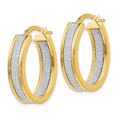 Leslie's 14K Polished Glimmer Infused Oval Hoop Earrings