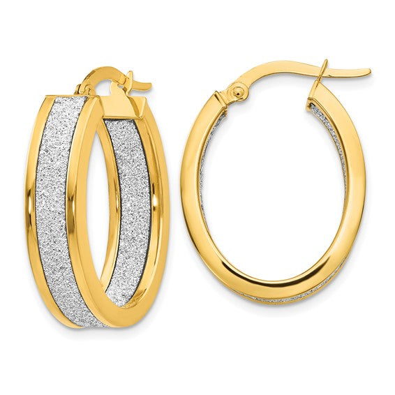 Leslie's 14K Polished Glimmer Infused Oval Hoop Earrings