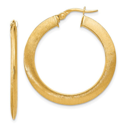 Leslie's 14K Brushed Hinged Hoop Earrings