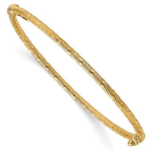 Leslie's 14K Polished and Textured Hinged Bangle