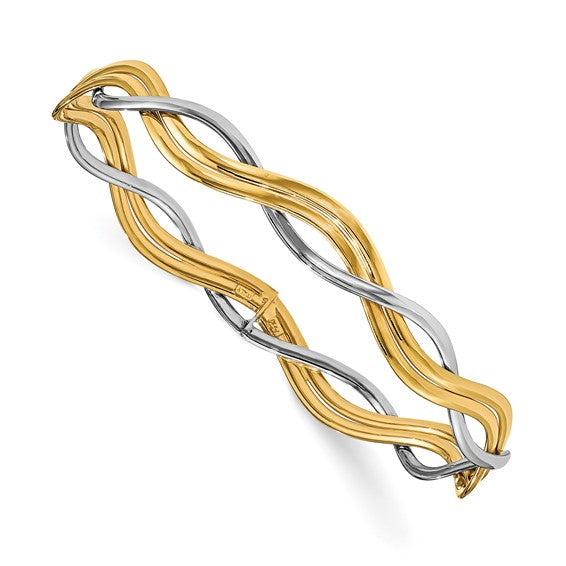 Leslie's 14K Two-tone Polished Braided Slip-on Bangle