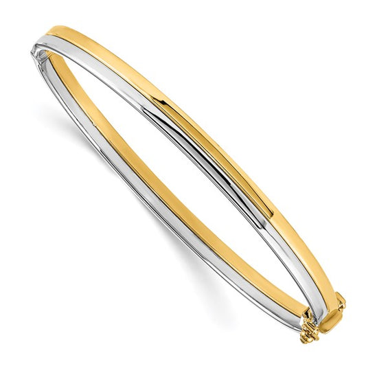 Leslie's 14K with Rhodium Polished Hinged Bangle