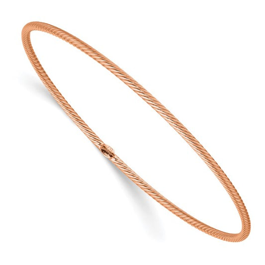 Leslie's 14K Rose Gold Polished Textured Slip-on Bangle