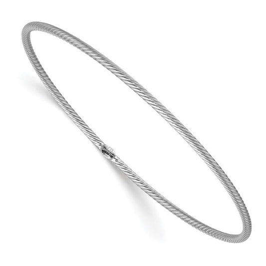 Leslie's 14K White Gold Polished Textured Slip-on Bangle