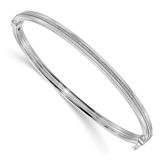 Leslie's 14K White Gold Polished Glimmer Infused Hinged Bangle