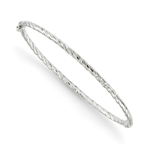 Leslie's 14k White Gold 2.35mm Twist Hinged Bangle