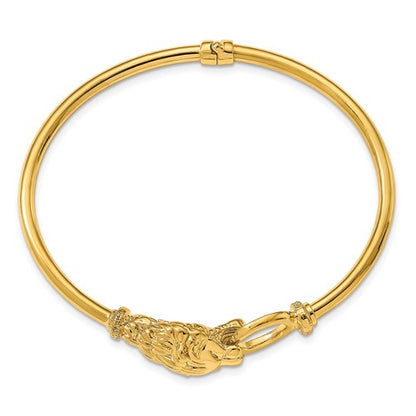 Leslie's 14k Polished Lion's Head Hinged Bangle