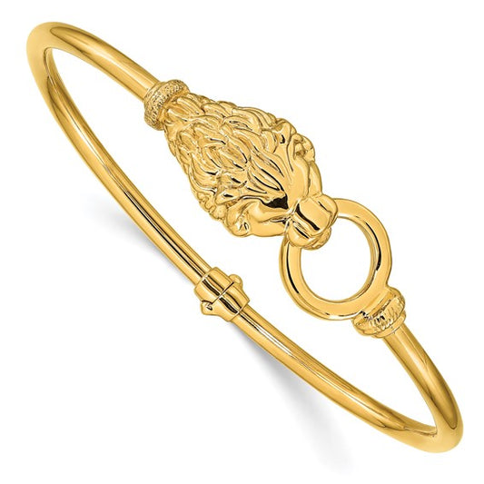 Leslie's 14k Polished Lion's Head Hinged Bangle