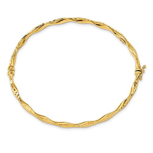 Leslie's 14k Polished D/C Twisted Hinged Bangle