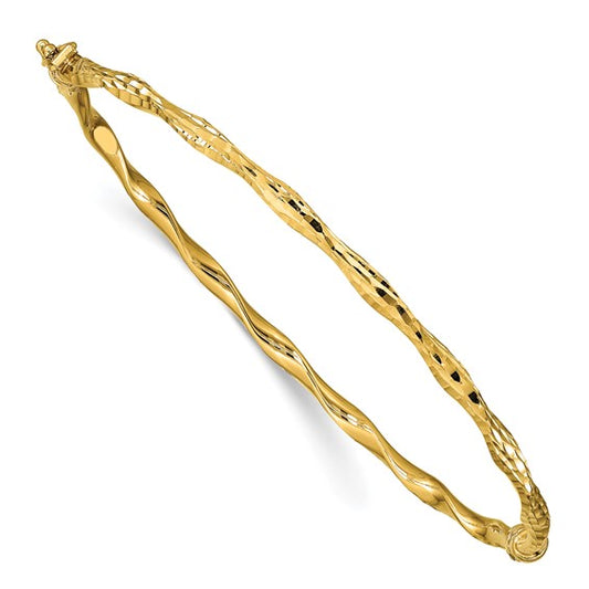 Leslie's 14k Polished D/C Twisted Hinged Bangle