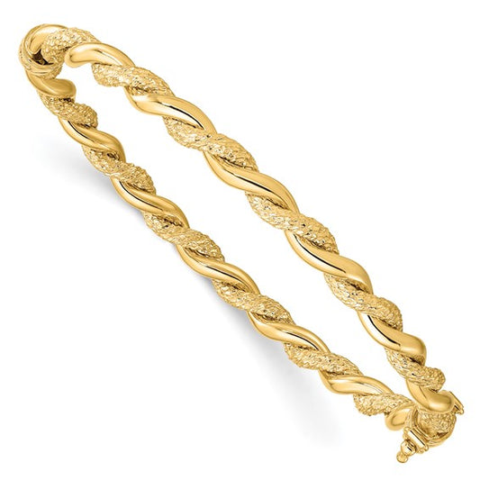 Leslie's 14K Twisted D/C and Polished Hinged Bangle