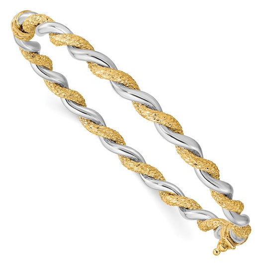 Leslie's 14K Two-tone Twisted D/C and Polished Hinged Bangle