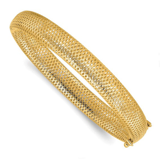 Leslie's 14K Polished Textured Hinged Bangle