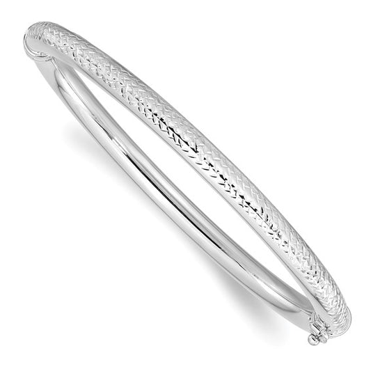 Leslie's 14K White Gold Polished D/C Hinged Bangle