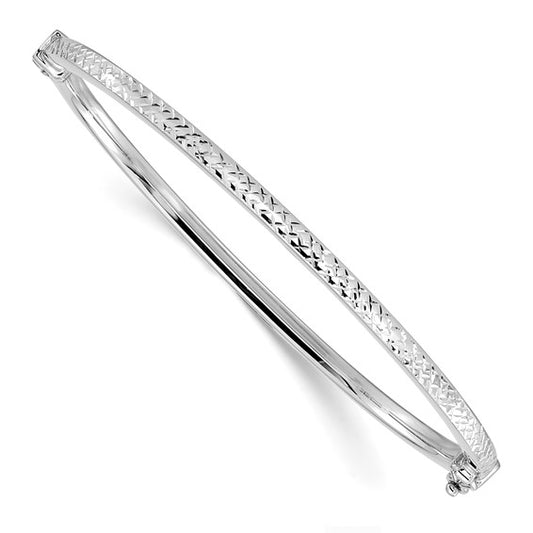 Leslie's 14K White Gold Polished D/C Hinged Bangle