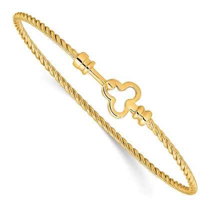 Leslie's 14K Polished Textured Clover Bangle