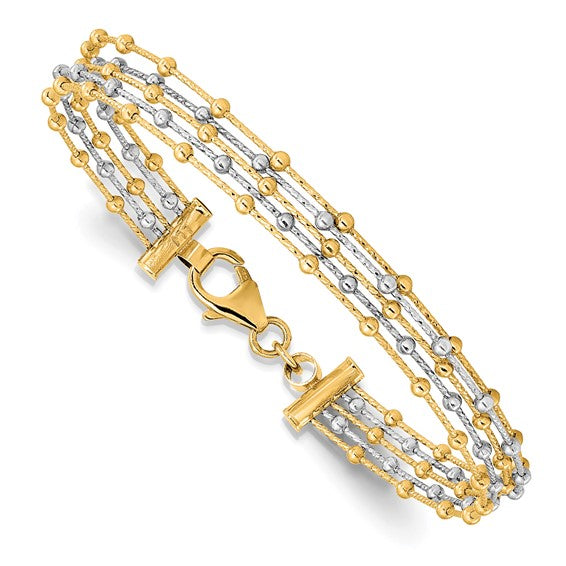 Leslie's 14K Two-Tone Beaded Multi-strand Wire Bangle