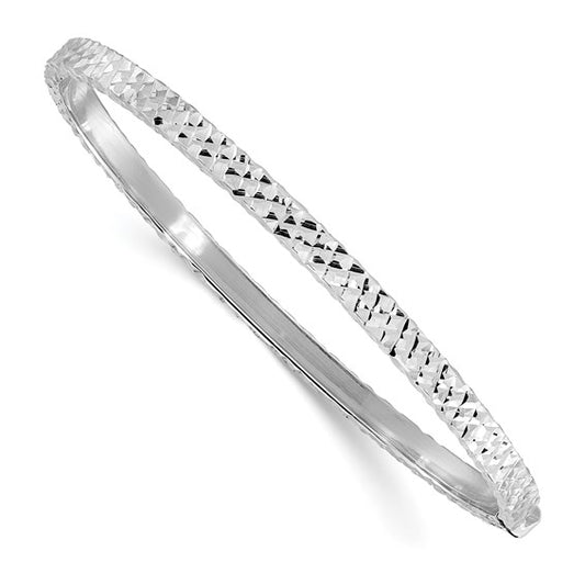 Leslie's 14K White Gold Polished D/C Hinged Bangle