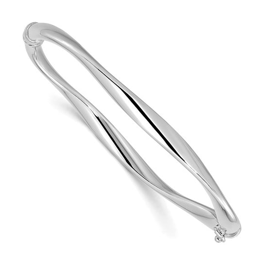 Leslie's 14K White Gold Polished Twisted Hinged Bangle