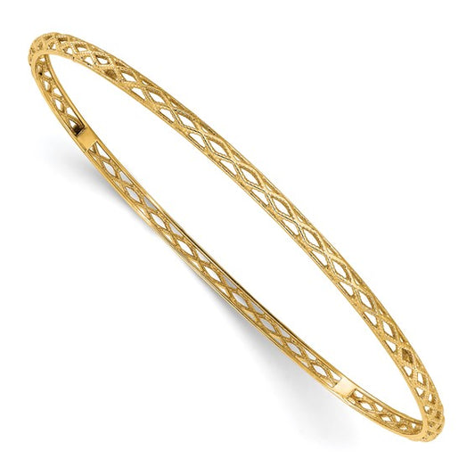 Leslie's 14K Polished and Textured Slip-on Bangle