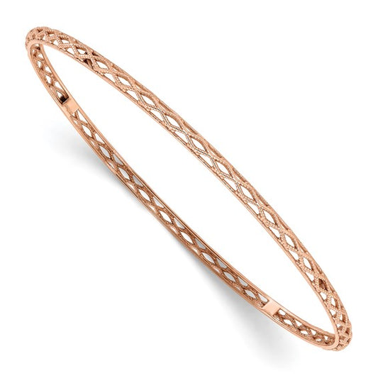 Leslie's 14K Rose Gold Polished and Textured Slip-on Bangle