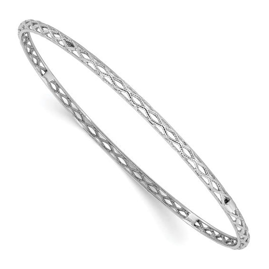 Leslie's 14K White Gold Polished and Textured Slip-on Bangle