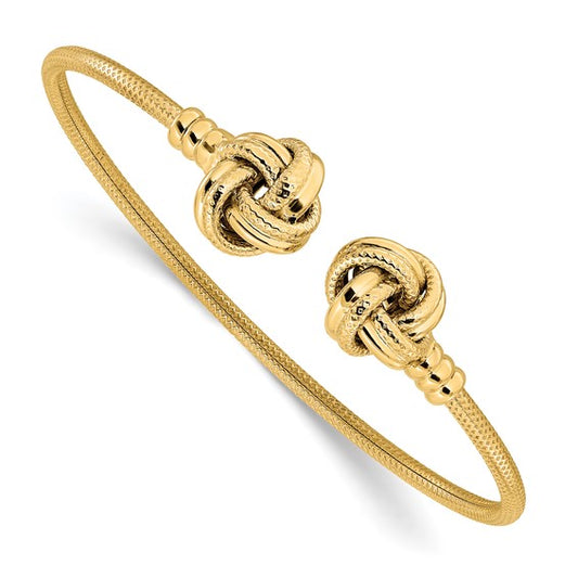 Leslie's 14K Polished and Textured Love Knots Cuff Bracelet